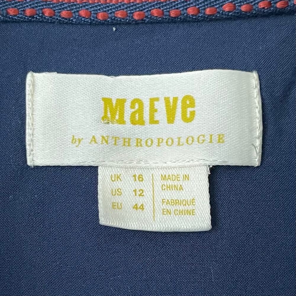 Anthropologie Maeve Dress Womens Size 12 Blue Winchester Tie Corduroy Mini Shirt - Picture 10 of 12